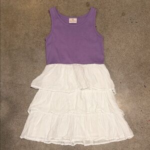 Hanna Andersson Purple and White Tiered Kids Dress